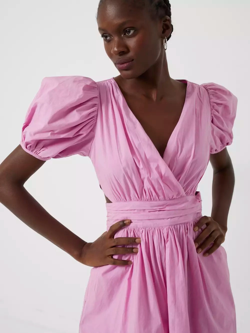 French Connection Pink Puff Cutout Mini Dress